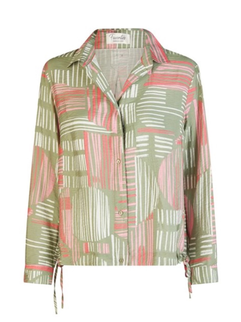 Barbara Lebek Printed Tie Hem Shirt. Khaki